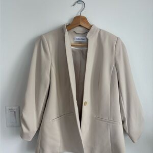 Calvin Klein Cream Blazer with Relaxed Fit